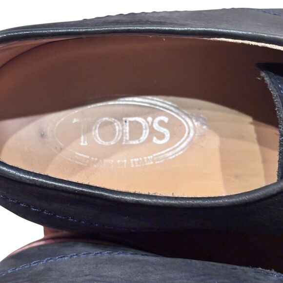 Tod's Midnight Navy Blue Matte Leather Derby US 11 Shoes - Picture 4 of 11